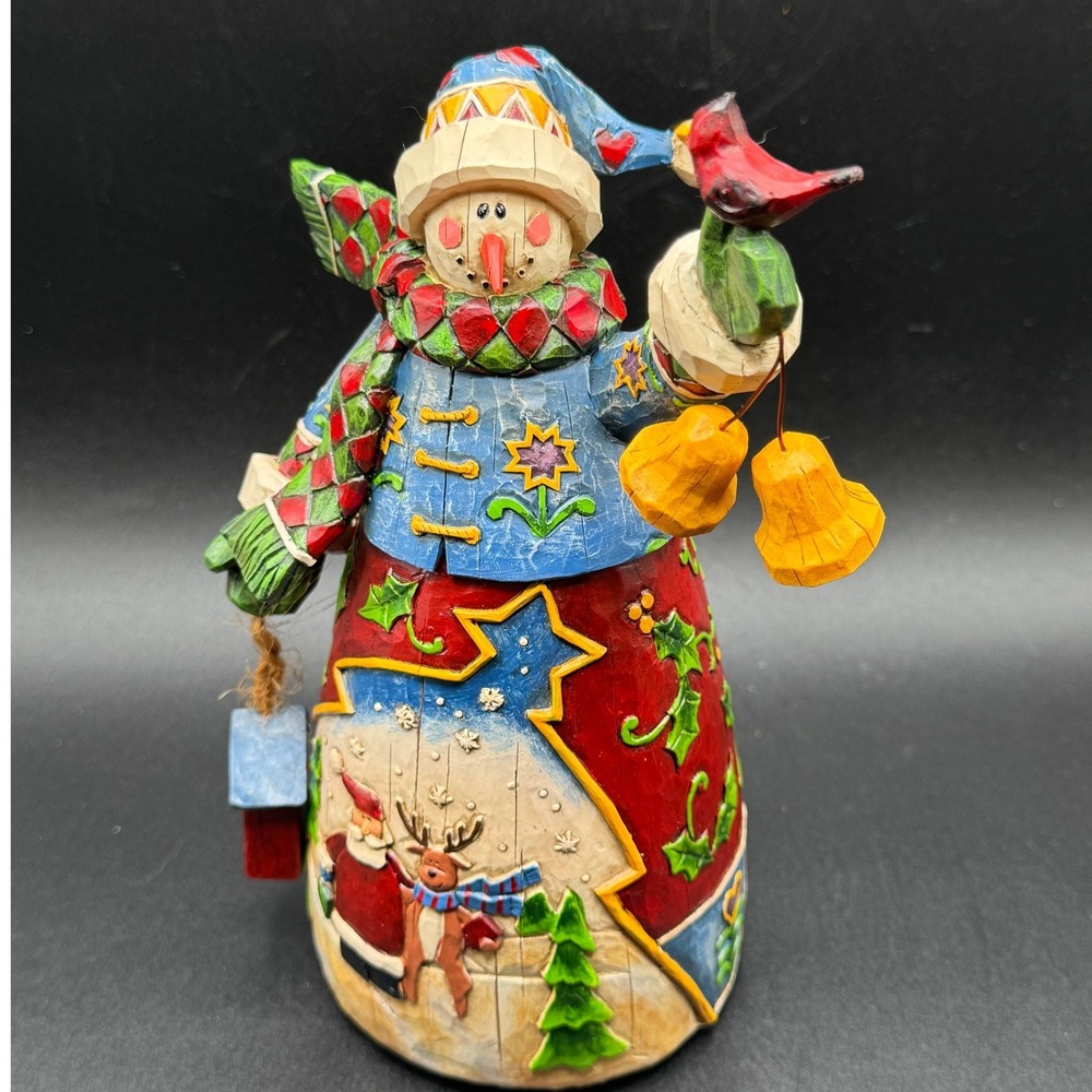 Home Accents Holiday Musical Snowman Cardinal Bells Christmas Figurine 8" Box